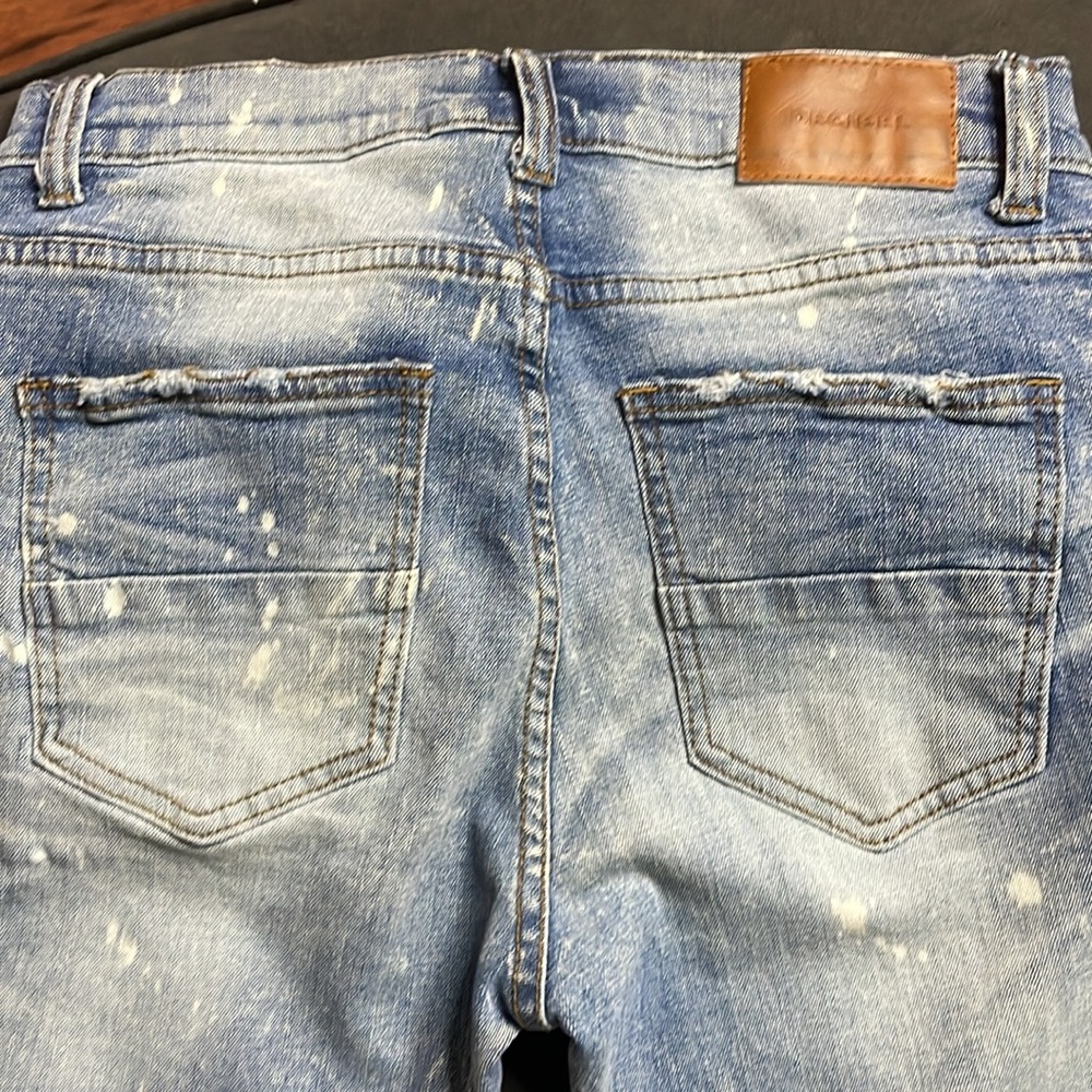 DECIBEL Jeans Mens Distressed Paint Marks Striped Faded Men Denim Jeans - Picture 6 of 8